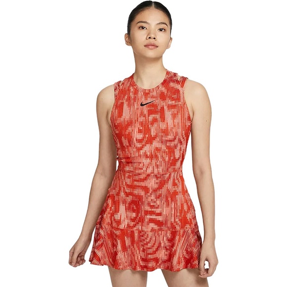 Nike Slam Sabalenka Vibrant Orange Patterned Dress Size Medium - Picture 1 of 7